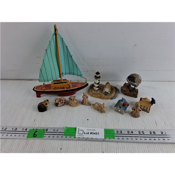 Tea Ornaments, Lighthouse, Owl & Sailboat Decorations