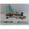 Image 1 : Tea Ornaments, Lighthouse, Owl & Sailboat Decorations
