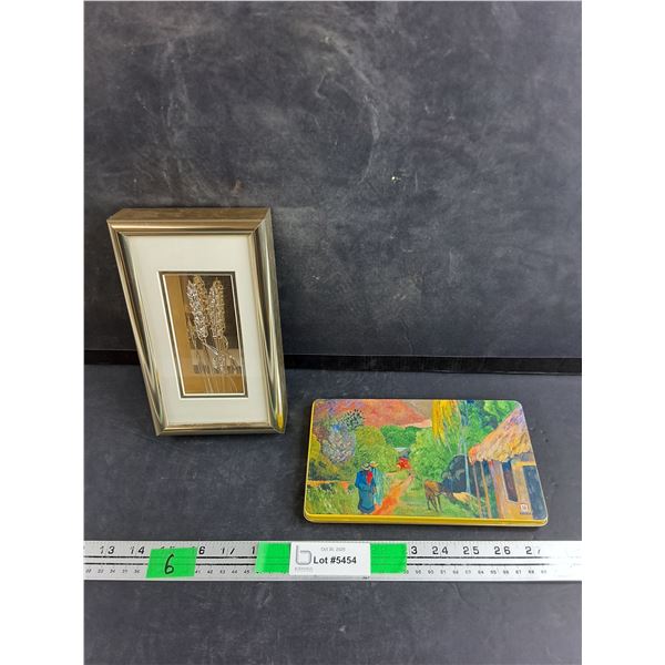 Framed Berting Glass Wall Decor 8" x 5", Empty Chocolate Tin