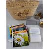 Image 3 : Wicker Purse, Bible Verse Cards, (2) Brass Candle Holders, Fabric, Misc