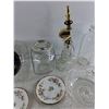 Image 4 : Kitchen Storage Canisters, Crystal 9" Bowl, Fine Bone Roslyn Saucers, Desk Top Lamp, Glass Bottle - 