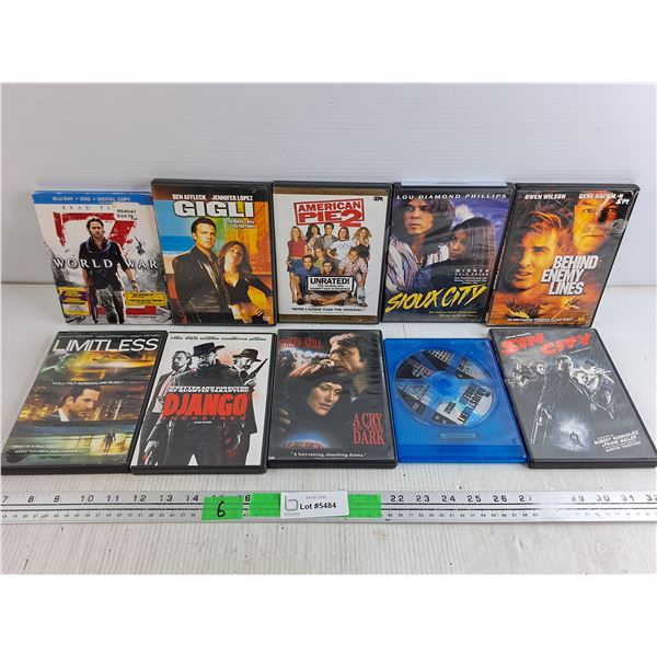 (10) DVDs - Django, World War Z, Sin City, Misc