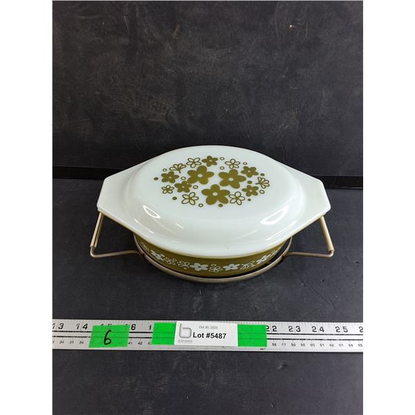 Vintage Pyrex "Spring Blossom" Casserole Dish with Serving Tray