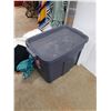 Image 6 : (3) Throw Blankets 70" x 55", (3) Bath Towels, Bath Mat, Swimming Aid 30-50lbs, Plastic Storage Tote