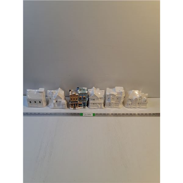 (6) Ceramic Christmas Village Houses