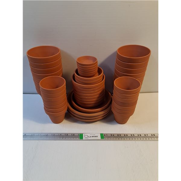 Assorted Terra Cotta Pots and Saucers