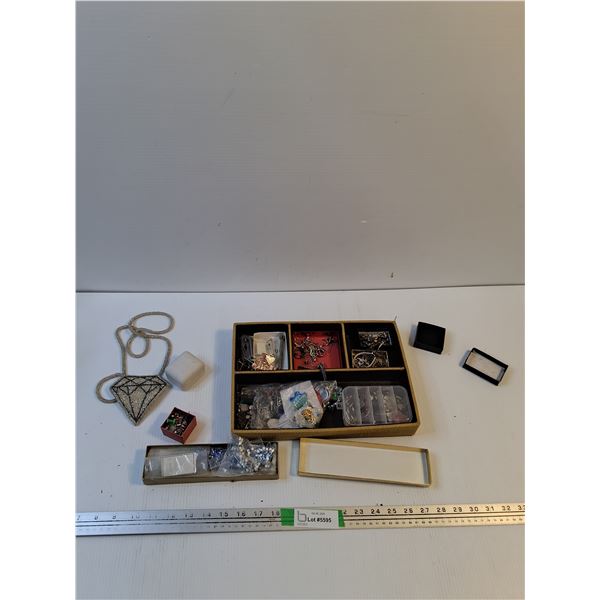 Assorted Jewlery, Pins, and Jewlery Organizer