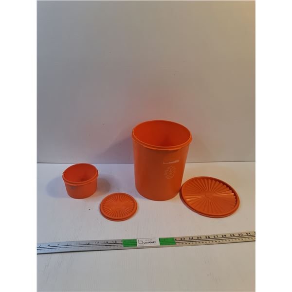 (2) Orange Vintage Tupperware Containers Up to 8x9"