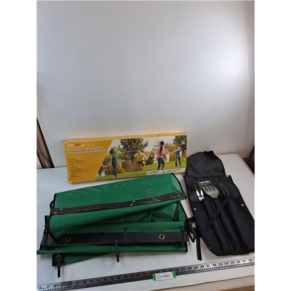 Outdoor Volleyball/Badminton Set, BBQ Utensils Set, Outdoor Mesh Clothes Hanger