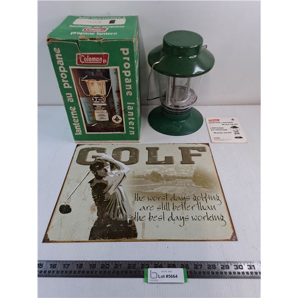 Coleman 5419A Tapered Propane Lantern, "Golf" Metal Wall Decor - 16x13"