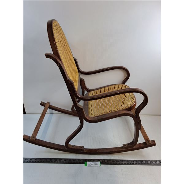 Child's Wood/Wicker Rocking Chair - 28x27x14" - Some Repair Needed - Pickup Only