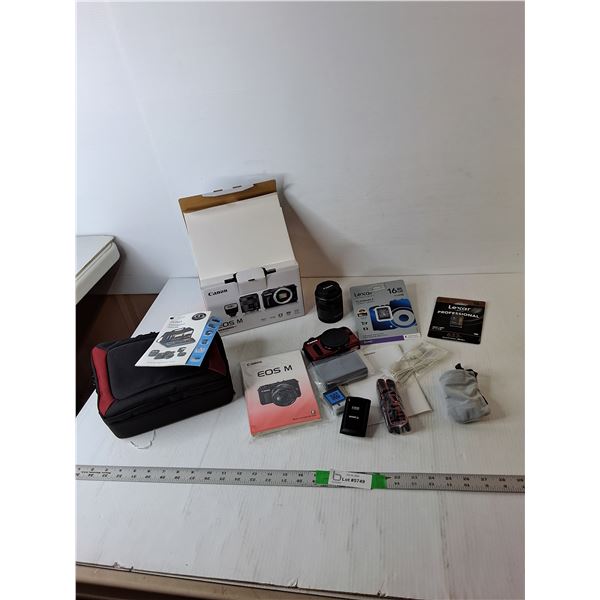 (2) 16 Gb SD Cards, Canon EOS Camera & Accessories-NIB & Camera Bag