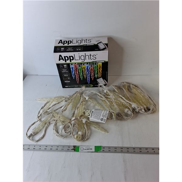 Strand of Icicle App Lights- Powers On