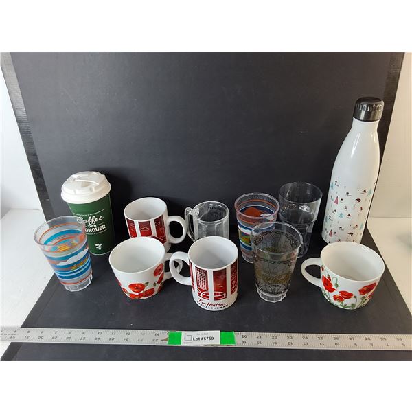 Coffee Mugs, Cups, Water Bottle- Starbucks, Tim Hortons, Coca-Cola
