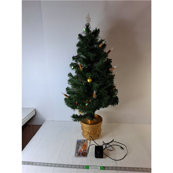 Christmas Tree 38" Tall with Rotating Stand- Working/Lights Do Not Power On-Has Replacement Bulb, Ca