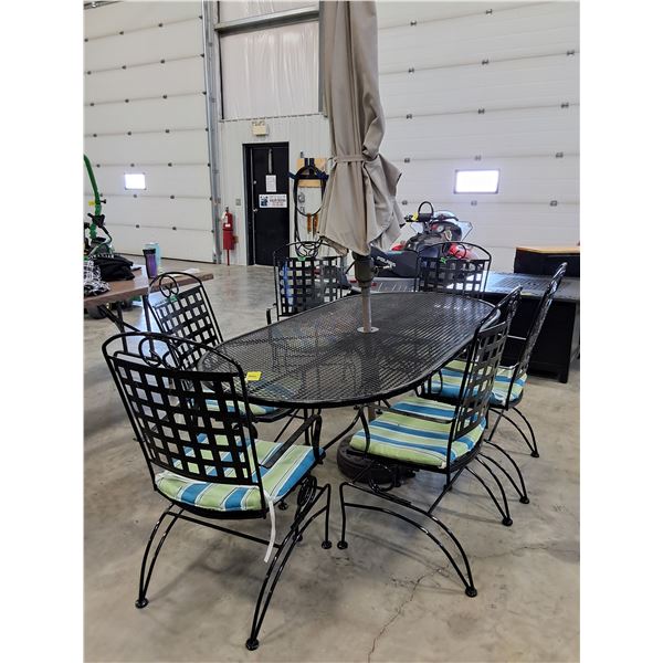Metal Patio Set, 7 piece plus Cushions and Umbrella