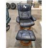 Image 1 : Leather Reclining Swivel Chair with Footstool