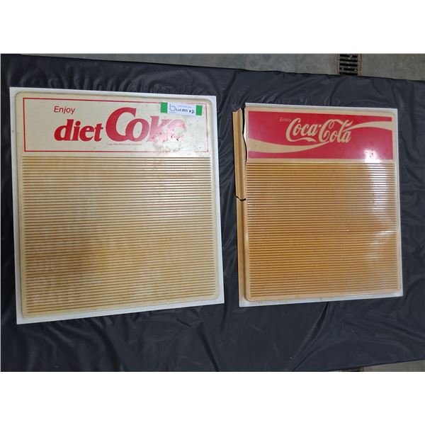 (2) Plastic Coca Cola Menu Boards