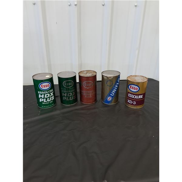 (5) Full Esso Oil Cans
