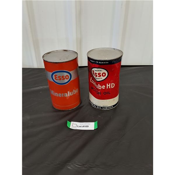(2) Full Esso Oil Cans