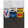 Image 3 : (6) Full Oil Cans-Coop, Risolene, Ford, Quaker State, Valvoline