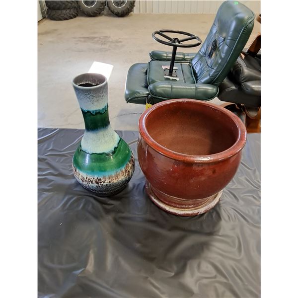 Pottery Planter and Vase