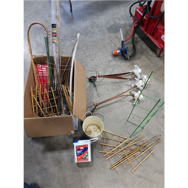 Garden Lot-Lights, Bamboo Trellis, Tomato Cages, Plant Food