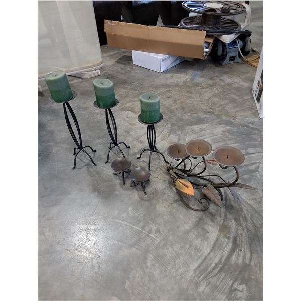 Wrought Iron Candle Holders, (3) Candles
