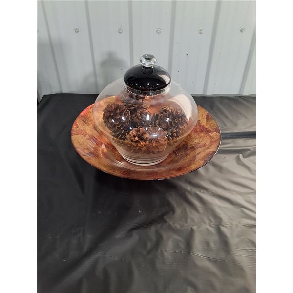 Glass Centrepiece Items, Pinecones