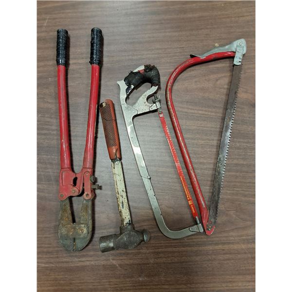 Bow Saw, Hacksaw, Ball Peen Hammer, Bolt Cutter