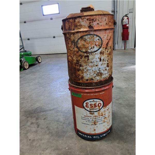 (2) Esso 5 gallon Oil Pails