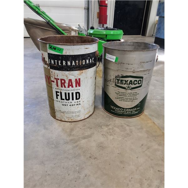 (2) 5 gallon Oil Pails-Texaco and International