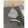 Image 2 : Galvanized Bin and Funnel, Oil Spout