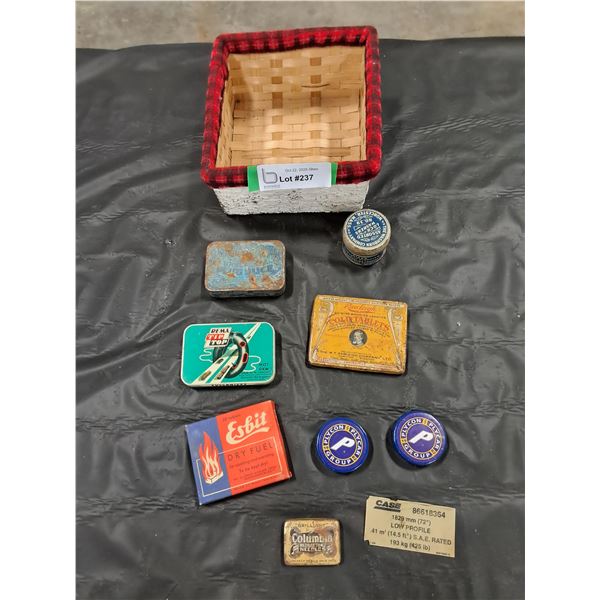 Tinned Items in Basket -Edgeworth, Rawleighs