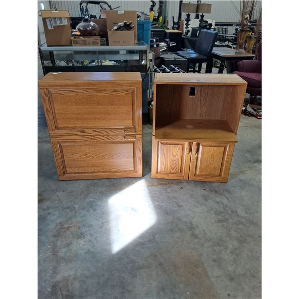 (2) Wood Cabinets and Microwave Shelf