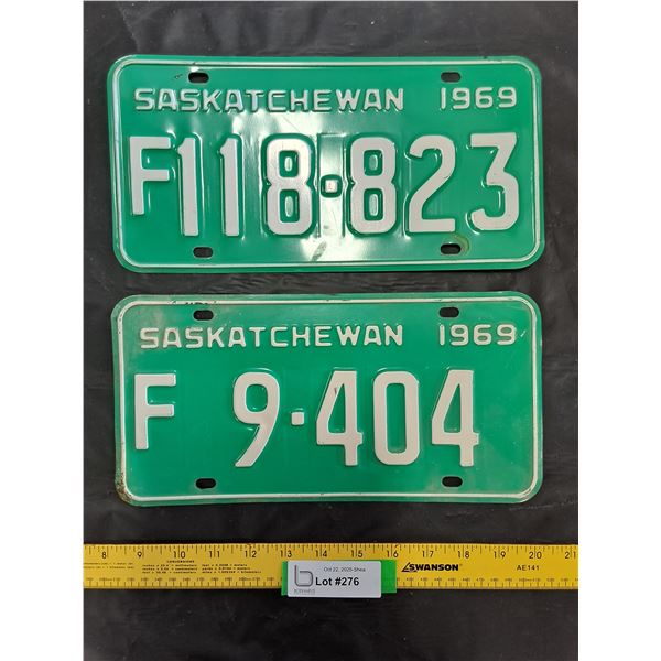 (2) 1969 Saskatchewan Farm License Plates