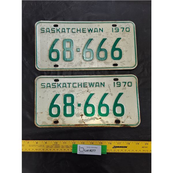 1970 Set of Saskatchewan License Plates