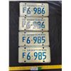 Image 1 : (2) 1972 Sets of Farm Saskatchewan License Plates