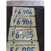 Image 2 : (2) 1972 Sets of Farm Saskatchewan License Plates