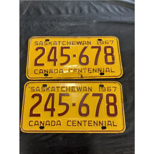 1967 Set of Saskatchewan Centennial License Plates