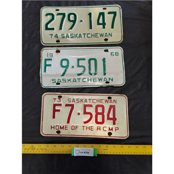 1968, 73, 74 Saskatchewan License Plates