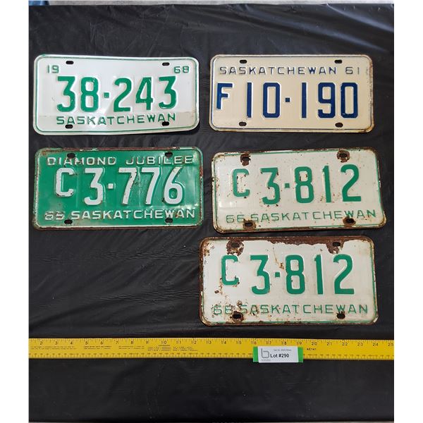 1966 Set of Saskatchewan License Plates, 1961,65,68 Saskatchewan License Plates