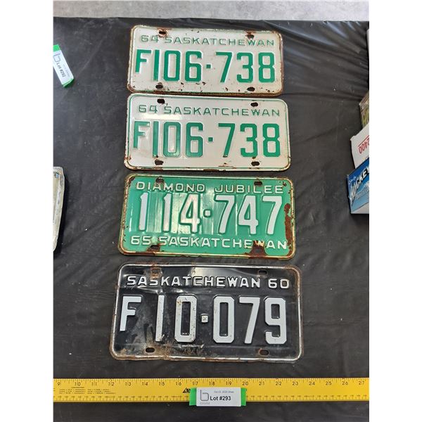 1964 Set of Saskatchewan License Plates, 1960,65 Saskatchewan License Plates