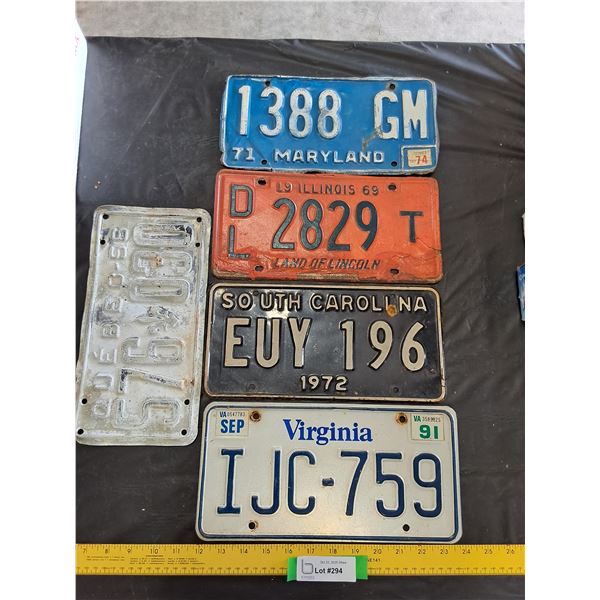 1956 Quebec, (4) US License Plates