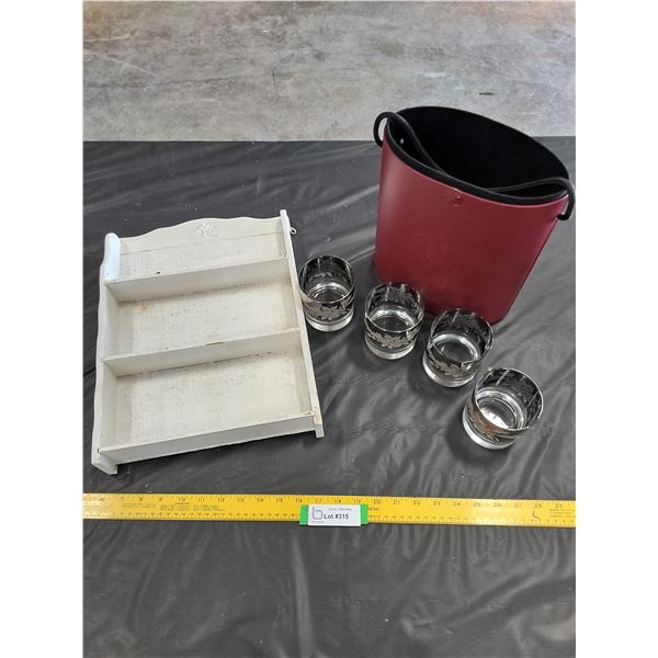 Spice Rack, (4) Silver Fade Hiball Glasses, Gift Box