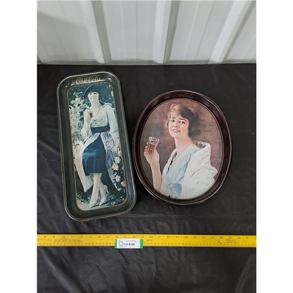 (2) Vintage Style Tin Coca-Cola Trays