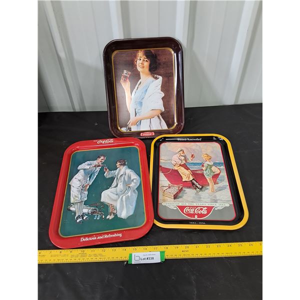 (3) Tin Coca-Cola Trays