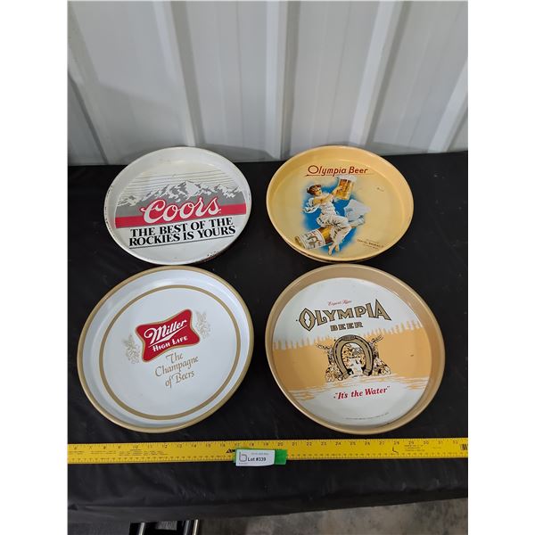 (4) Tin Beer Tray-Coors, Olympia, Miller