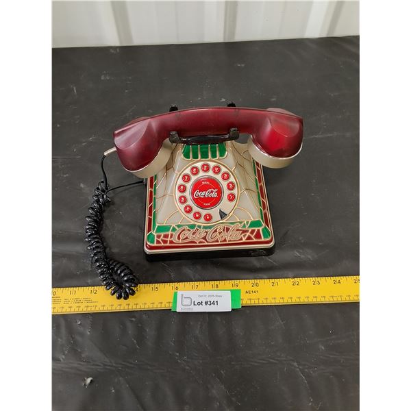 Retro Style Coca-Cola Plastic Stained Glass Look Push Button Telephone