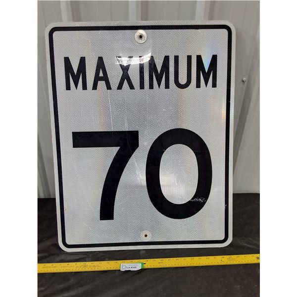 Maximum 70 Speed Limit Road Sign